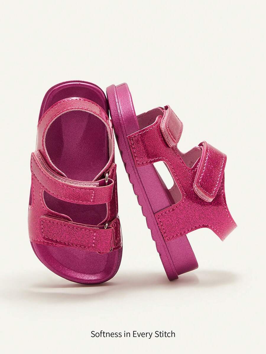 Cozy Pixies 1 Pair Summer Fashionable Versatile Cute Toddler Casual Soft Bottom Lightweight Double Strap Pink Princess Style Infant Flat Sandals - Red - View 1