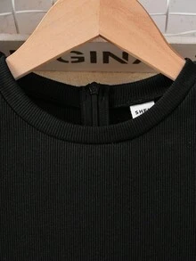 SHEIN Teen Girls Casual Elegant Monochrome Printed Splice Short Sleeve Wide Leg Jumpsuit