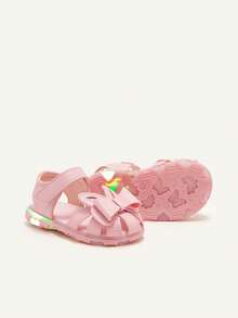 Cozy Pixies Giày sandal phát sáng họa tiết bướm hồng cho bé gái, đế mềm, đơn giản & dễ thương, đa năng, thích hợp để mang trong nhà & ngoài trời vào mùa hè - Hồng - Xem 7