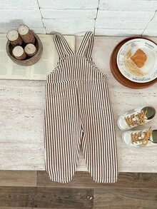 Pixure   Baby Boy Woven Striped Bear Graphic Casual Bib Overalls - Multicolor - View 3
