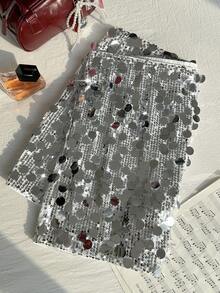 Comfortcana 大码女式时尚性感亮片迷你裙，适合音乐派对 - 銀色 - 查看 8