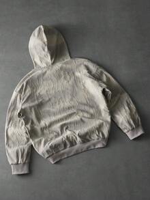 PAVTROS 男士哥特风做旧连帽卫衣，针织连帽衫，套头连帽衫，亮片提花面料，星空图案，独特，艺术感十足，街头风，男女皆宜，情侣款，说唱歌手风格，送给男友的礼物，闪亮星星图案连帽衫 - 駝色 - 查看 2