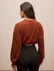 Activina Áo nỉ dài tay hở vai thể thao thường ngày cho nữ - màu nâu - Xem 4