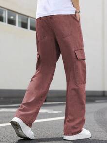 Manfinity Roghcode 宽松男士翻盖口袋侧边工装牛仔裤 - 鏽棕色 - 查看 2