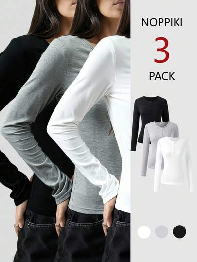 SHEIN Sparklyn Casual Solid Color Long Sleeve T-Shirt For Teenage Girls