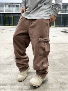 Manfinity EMRG Loose Fit Denim Pants - Brown - View 5