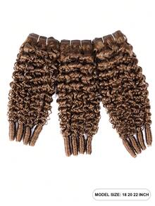 缅甸卷发发束，巧克力棕色，16/18/20英寸，未经加工，3束装，卷曲原生雷米发，快速编织，女士适用 - S4 - 查看 5