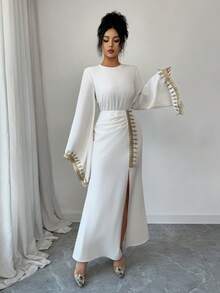 SHEIN Raffinéa Đầm dài nữ thời trang thường ngày - Màu be - Xem 7