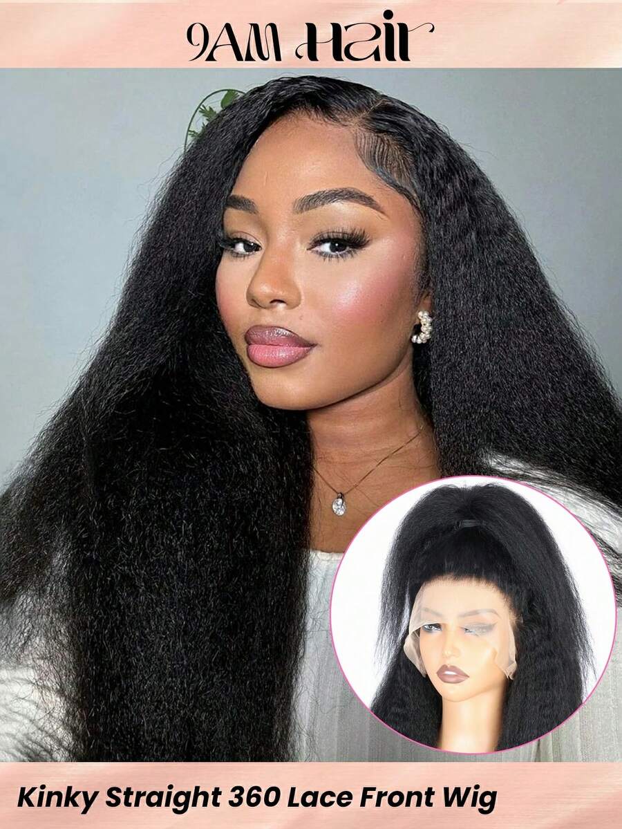 360°蕾丝前假发，真人发，卷曲直发，360°透明蕾丝前假发，女士款，20英寸，180%密度，预先拔毛，带婴儿发，自然黑 - Natural Black - 查看 1