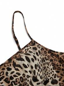 Franclia Camiseta de tirantes con estampado de leopardo para mujer de talla grande - Marrón - Ver 3