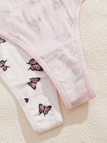 Eraneu 5条/包 舒适印花丁字裤，情人节