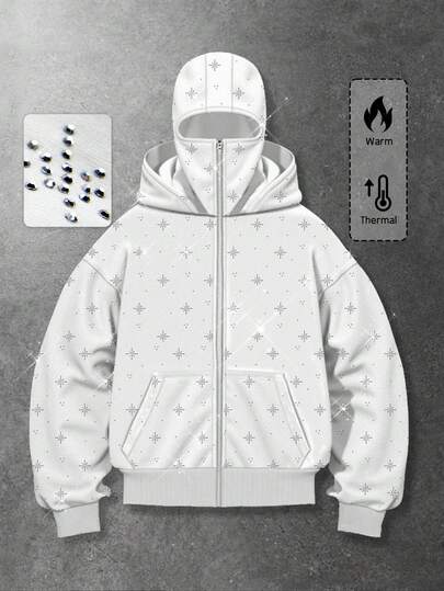 Street Life Men's Autumn/Winter Fashion Rhinestone Zipper Hoodie Jacket