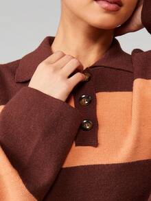 MISSGUIDED Áo len rugby kẻ sọc dáng rộng với hàng cúc cài và cổ áo bo gân, thích hợp để mặc nhiều lớp vào mùa thu đông. - Nhiều màu - Xem 4