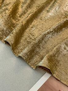 GlowEve CURVE Áo ba lỗ không tay cổ chữ V màu tương phản thời trang thanh lịch cho nữ, chất liệu vải ánh kim màu vàng, phù hợp cho mùa xuân/hè - Nhiều màu - Xem 5