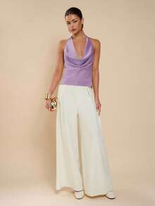 COSMINA Women's Lavender Plunging Neckline Sexy Backless Fashion Halter Camisole, Backless Tops,For Summer Parties And Vacations,Valentine's Day,Vacation Outfits Women,Tank Top - Purple - View 3