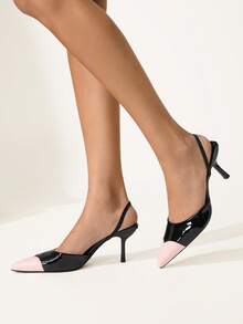 CUCCOO CHICEST Women's Casual Minimalist Backless Thin Heel Pumps Valentine's Day - Multicolor - View 4