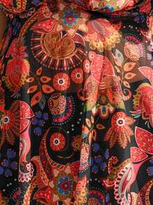 Swim Lushoire Đồ bơi Tankini họa tiết hoa cỡ lớn cho nữ, đồ bơi Tankini họa tiết hoa cho kỳ nghỉ hè - màu đen - Xem 7