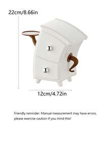 Madebyblanc 1 Piece Of Dressing Table Jewelry, Earrings, Grid Sorting Rack, Entrance Cross Waist Cabinet, Creative Bent Drawer Desktop Storage Box - White - View 6