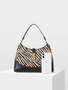 MOTF PREMIUM TÚI XÁCH NỮ - Mẫu ngựa vằn màu hạnh nhân nhạt - Xem 3