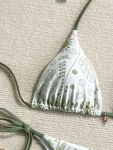 Swim Vcay Bộ đồ bơi bikini hở lưng in họa tiết cây cọ mùa hè dành cho nữ - Nhiều màu - Xem 4