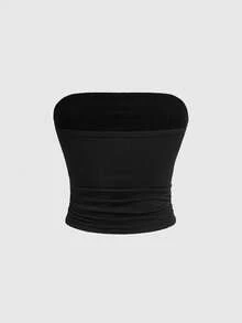 ROMWE Áo croptop ôm dáng in khẩu hiệu Y2K Babe Finger, màu trơn, đa năng. - màu đen - Xem 2
