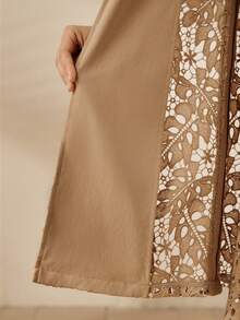 Anewsta High Quality Fashionable New Women's Vintage Elegant Hollow Out Belted Trench Coat - Khaki - View 8