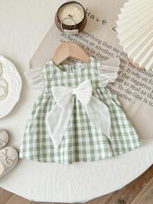 SHEIN LMoss Kids 可爱甜美撞色蝴蝶结短袖上衣 - 彩色 - 查看 3