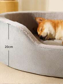 [ Ins Nordic Style ] Detachable And Washable Lychee Patterned PU Leather Pet Dog Bed Anti Slip Stable Base, Four Season Universal Mattress, Living Room Bedroom Dual-Use, Small And Large Dog Bed Dog Basket - Light Grey - View 6