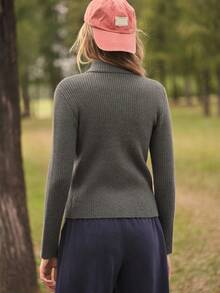 SHEIN In My Nature 常规款长袖针织开衫 - 綠色 - 查看 2