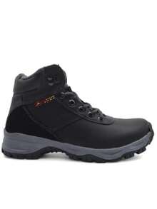 Bota senderismo, casual para caballero piel, suela antiderrapante antishok - Negro - Ver 5