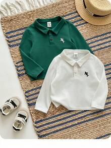 Bebeilu 2pcs Baby Boys POLO Shirt Top Two Sets, The Use Of Knitted Fabric, Loose Version Type, Moderate Thickness. POLO Collar Design Adds A Hint Of Elegance, Suitable For To Play, With Shorts And Sneakers, Like A Handsome Little Gentleman, Home Leisure, Wedding, Vacation, School Study, Performance Activities, To Participate In Parties - Multicolor - View 1