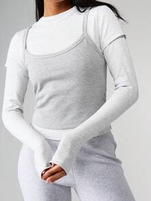 MISSGUIDED Triple Layered Ribbed High Neck Long Sleeve Top With Layered Styling And Fitted Silhouette For Fall Winter - Grey - View 3