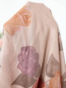 Reflora 新款大码女装时尚印花荷叶边下摆高弹力收腰长连衣裙，秋季连衣裙，荷叶边连衣裙，碎花连衣裙 - 彩色 - 查看 10