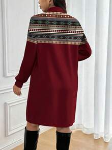 EMERY ROSE Đầm cỡ lớn họa tiết hình học phong cách Bohemian, thích hợp cho tiệc năm mới. - Nhiều màu - Xem 2