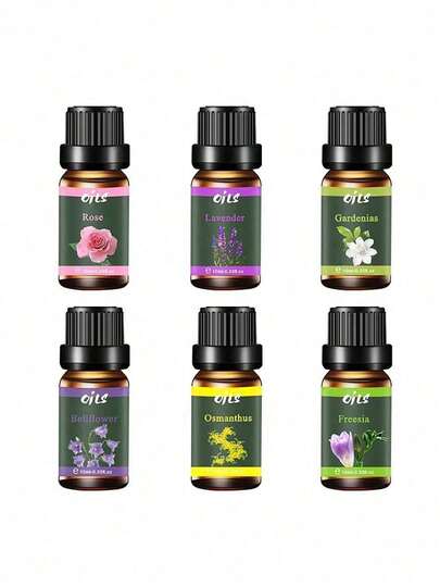 6-Piece Essential Oil Set - 6 Natural Fragrances (Lavender, Rose, ) Aromatherapy Oils For Home Relaxation & Spa