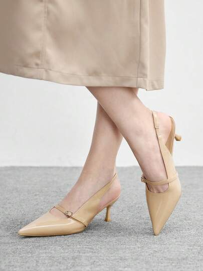 CUCCOO BIZCHIC Casual Minimalist Solid Color Pointed Toe Backless Women Pumps