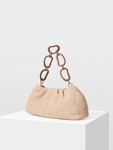 MOTF PREMIUM PU LEATHER SPECIAL SHOULDER STRAP CLUTCH - Beige - View 4