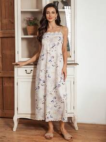 Serenescape Women's Fashion Casual Floral Print Lace Trim Camisole Nightgown - Multicolor - View 4