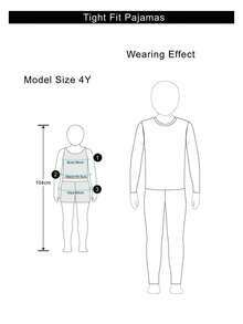 SHEIN 6件套女童可爱兔子和花卉全身印花柔软舒适圆领长袖上衣和紧身裤睡衣套装
