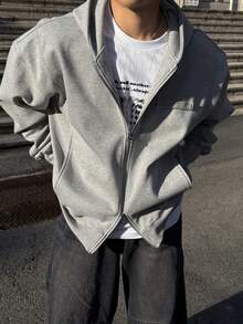 DAZY Men's Thick Solid Gray Jacket And Coat, Autumn/Winter