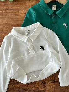 Bebeilu 2pcs Baby Boys POLO Shirt Top Two Sets, The Use Of Knitted Fabric, Loose Version Type, Moderate Thickness. POLO Collar Design Adds A Hint Of Elegance, Suitable For To Play, With Shorts And Sneakers, Like A Handsome Little Gentleman, Home Leisure, Wedding, Vacation, School Study, Performance Activities, To Participate In Parties - Multicolor - View 6