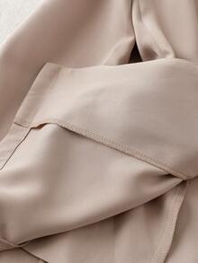Modelyn Women's Rhinestone Decor Lapel NeckLong Sleeve Side Knot Elegant Blazer - Khaki - View 7