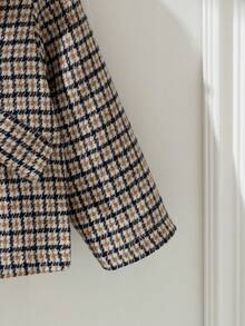 Souflis Souflis 法式复古秋冬新款优雅格纹翻领长袖大衣，适合外出、上学及各种场合，男士及男孩均可穿着。