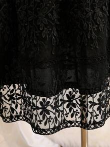 SHEIN Tween Girls' Elegant Lace Party Birthday Princess Dress - Black and White - View 3