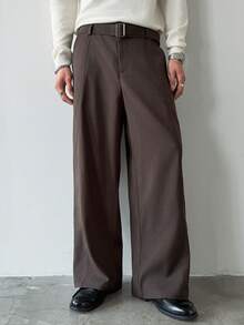 HUEFORM 男士口袋纽扣休闲百搭通勤阔腿裤 - 咖啡棕 - 查看 6