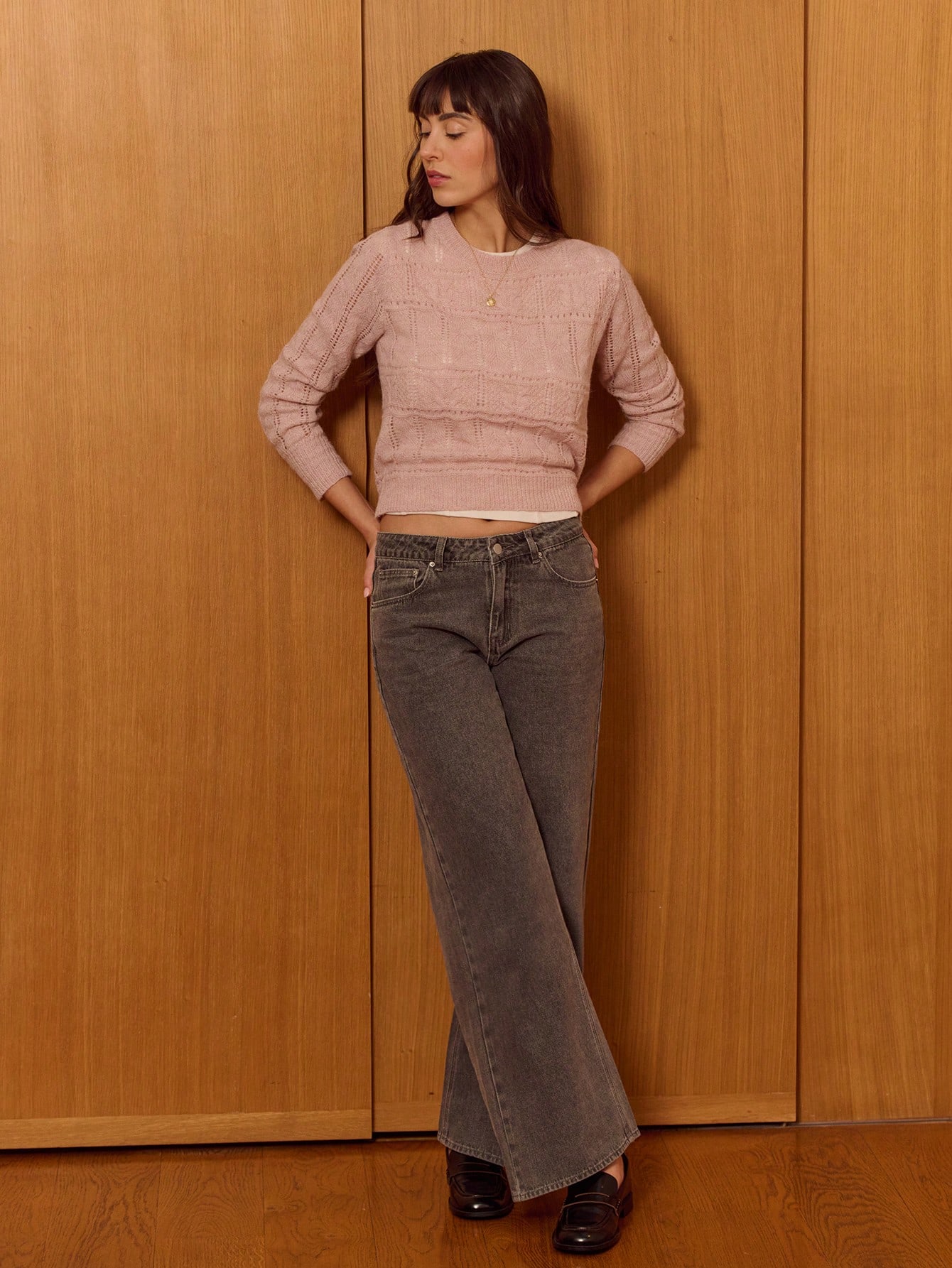 Soft Elegant Pink Pointelle Sweater With Delicate Textured Knit Spring Spring Elegant Top Office Going Out French Style Parisian Style