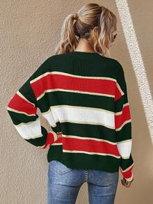 EMERY ROSE Women's Latest Fashion Comfortable Color Block Pullover Sweater Christmas - Multicolor - View 2