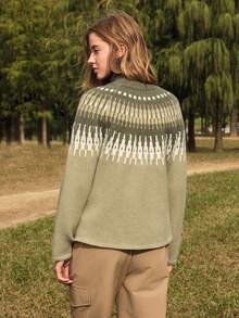 SHEIN In My Nature 女士休闲百搭通勤户外高领长袖毛衣 - 彩色 - 查看 6