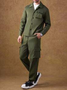 Core Aspect 一套男士成熟休闲西装外套，通勤百搭，时尚舒适，送给男友/老公/周年纪念礼物 - 軍綠色 - 查看 6