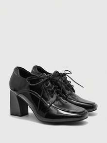 CUCCOO BIZCHIC Giày cao gót buộc dây thời trang đa năng dành cho nữ - màu đen - Xem 7